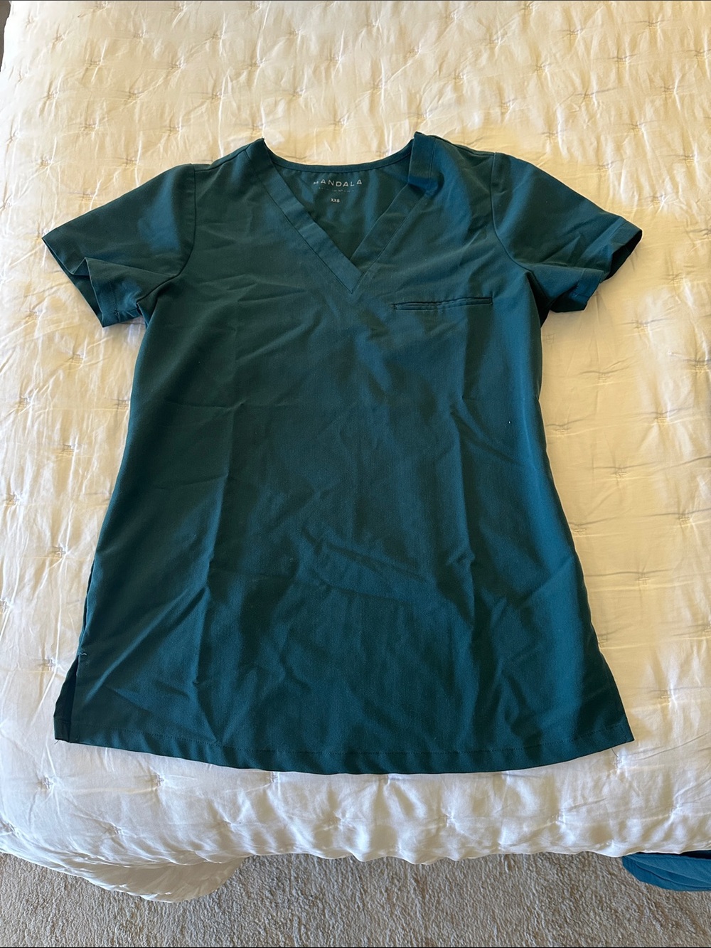 Mandala Teal V-Neck Scrub Top